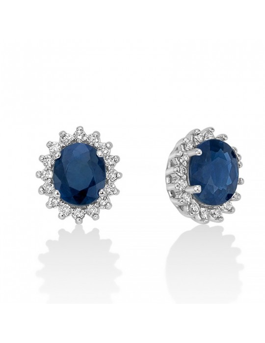 Orecchini Miluna - Rosetta - Oro Bianco 18 carati - Diamanti - Zaffiri Blu 0,86 ct - ERD2720