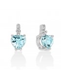 Miluna Earrings - in 18k White Gold with Heart-shaped Aquamarine and Natural Diamonds - 0