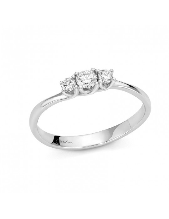 Miluna Ring - Trilogy in 18k White Gold with Natural Diamonds - 0