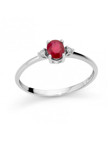 Anello Miluna - Oro Bianco 18 carati - Diamanti Naturali - Rubino Rosso - LID3671