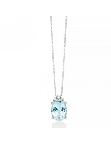 Collana Miluna - Oro Bianco 18 carati - Acquamarina - Diamanti Naturali - CLD4725