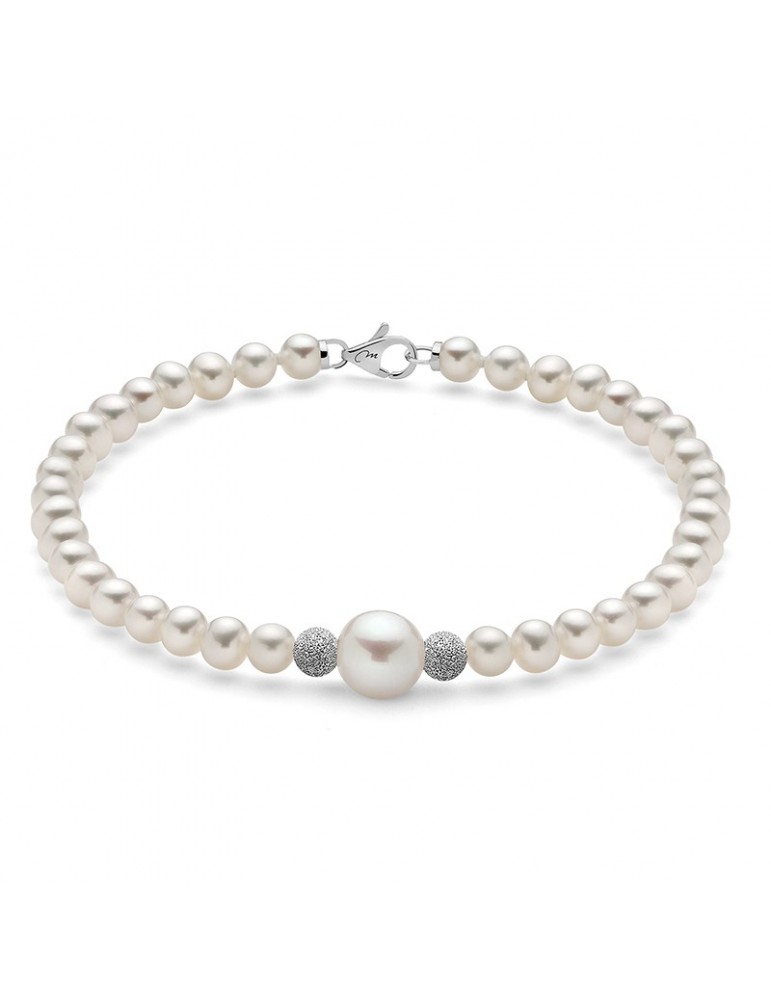Miluna Bracelet - Boule and Fantasy with White Freshwater Pearls - 0