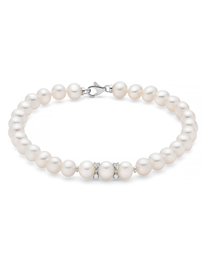 Miluna Bracelet - Boule and Fantasy with Freshwater Pearls and Natural Diamonds - 0