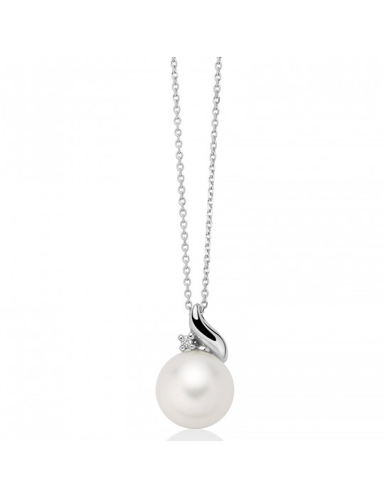 Collana Miluna - in Oro Bianco 18 Carati - Perla Freshwater - Diamanti - PCL6556