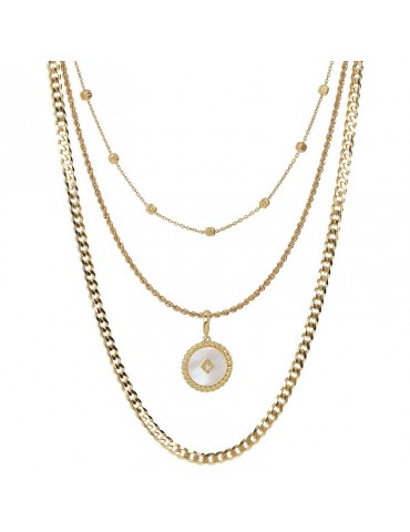 Etruscan Necklace - Multistrand - Mother of Pearl Pendant - WSET00732YG