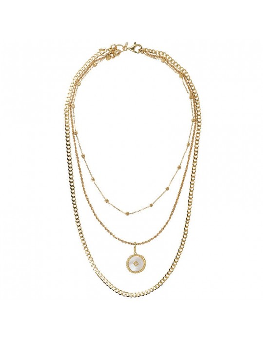 Etruscan Necklace - Multistrand - Mother of Pearl Pendant - WSET00732YG