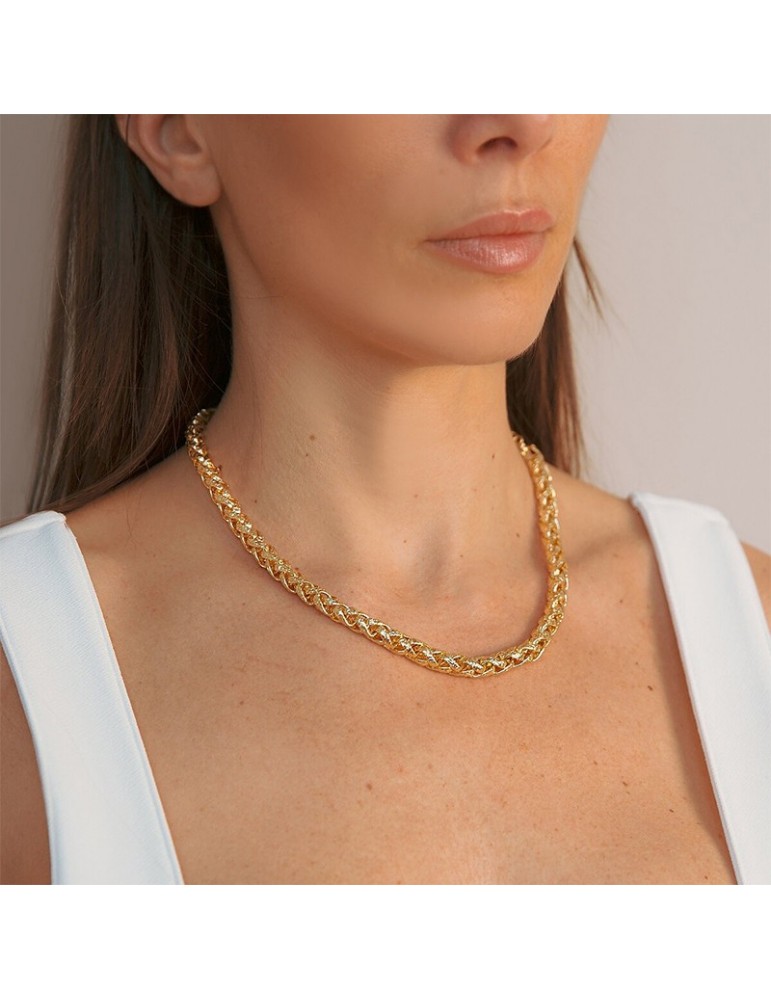 Etruscan Necklace - Itaca-Choker-Gold-Maxi Spiga Chain-WSET00764YG