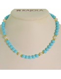 Collana Rajola - Macari Girocollo -Pasta Turchese-Perle Bianche-454467