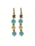 Rajola Earrings - Macari - Pendants - Turquoise Paste - Pearls-454467OR