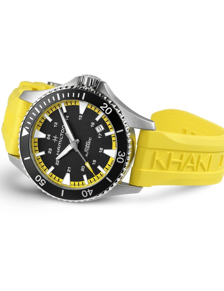 Orologio Hamilton - Khaki Navy Scuba Automatico 40mm Nero - Cinturino Giallo - H82395332