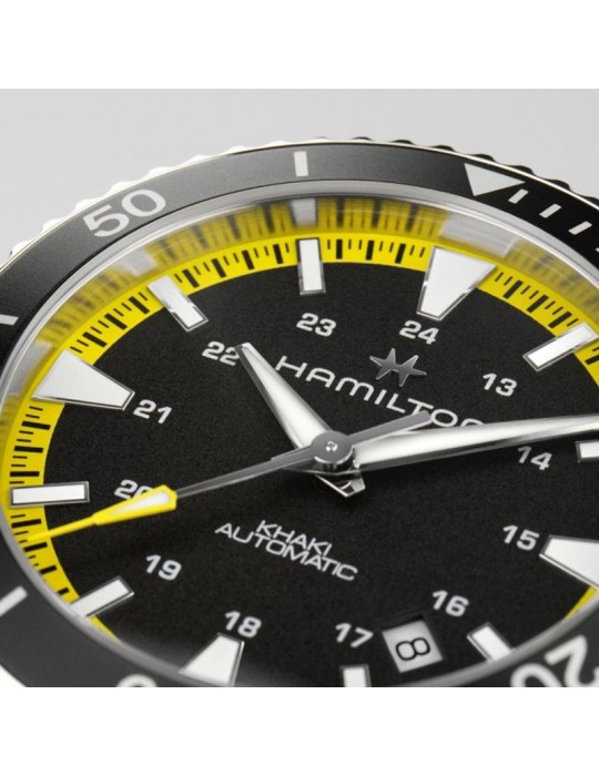 Hamilton Watch - Khaki Navy Scuba Automatic 40mm Black with Yellow Strap - 0