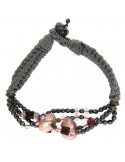 Della Rovere Bracelet - Gray Cord - Pink Baroque Pearls-EMAIB012