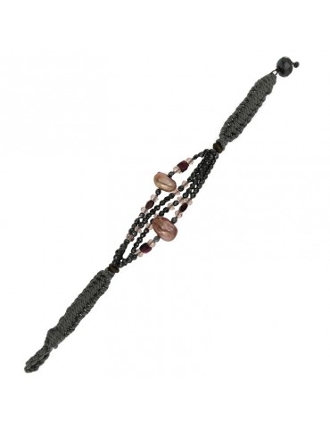 Bracciale Della Rovere - Cordino Grigio - Perle Barocche Rosa-EMAIB012 2