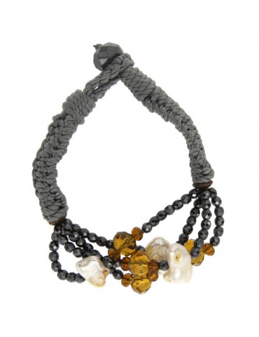 Bracciale Della Rovere - Cristalli Gialli - Perle Barocche - EMAPB02