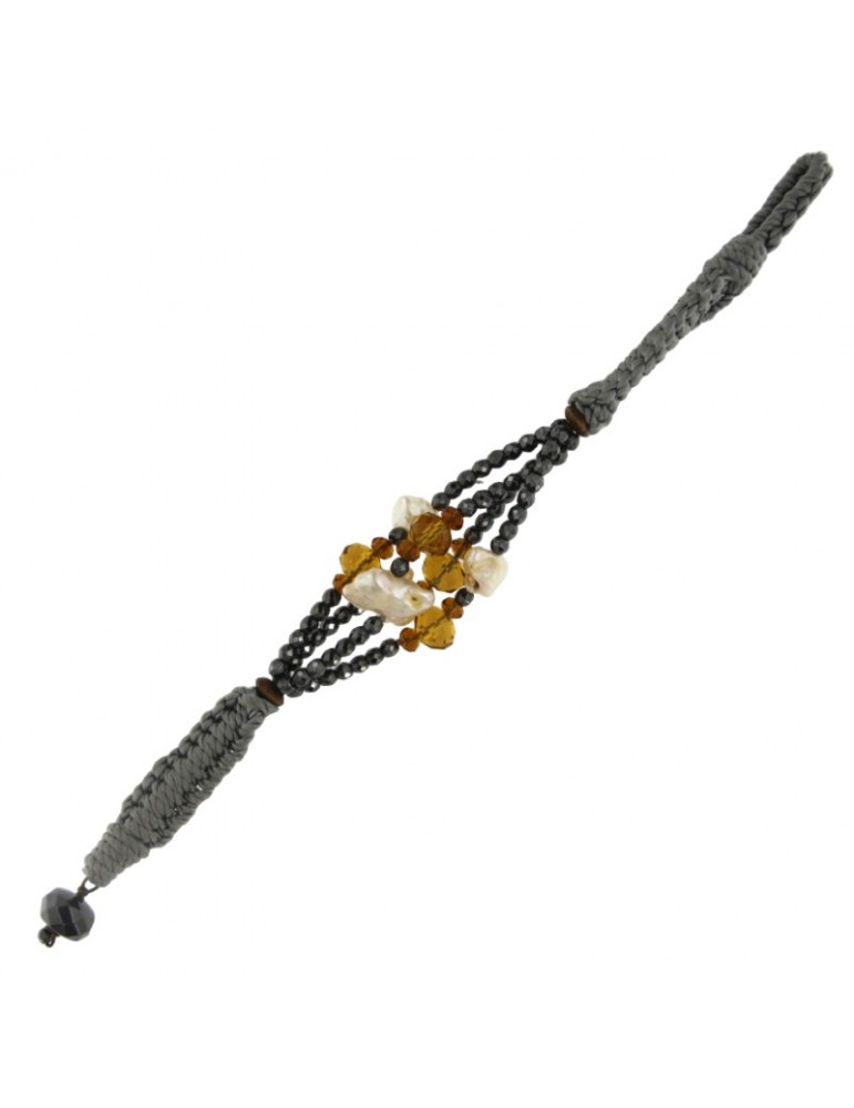 Bracciale Della Rovere - Cristalli Gialli - Perle Barocche - EMAPB02