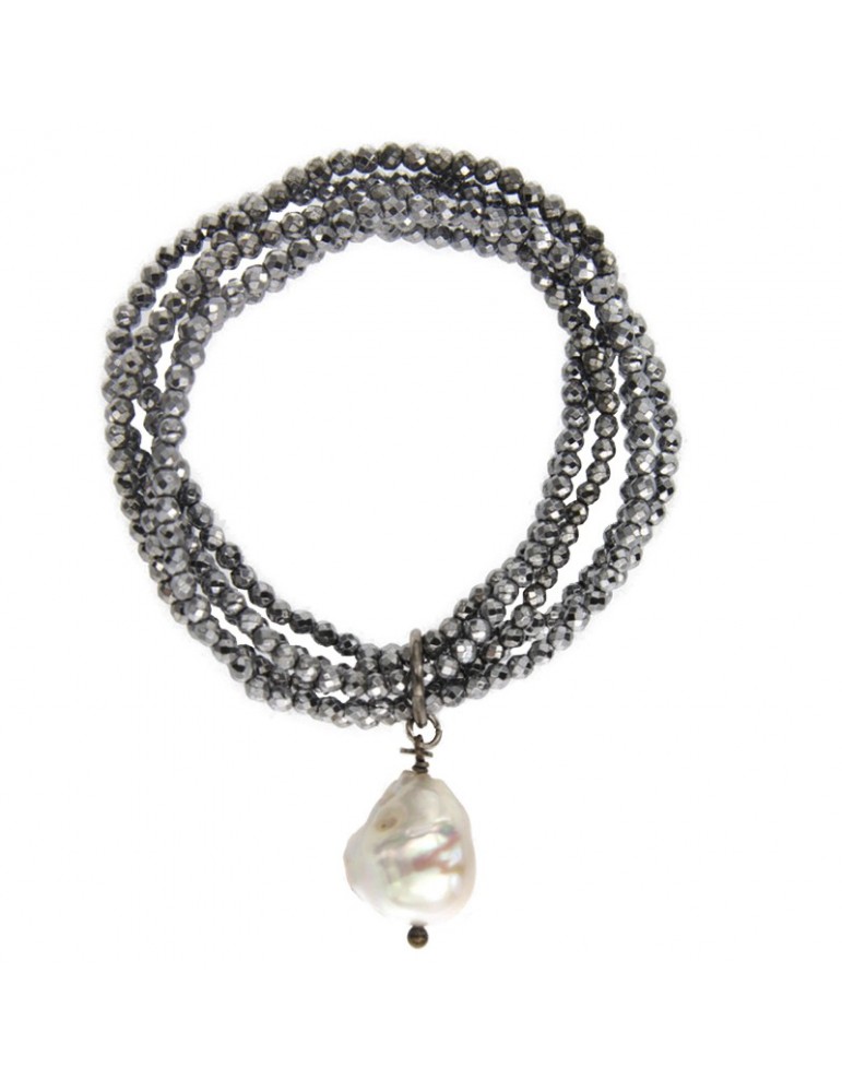 Bracciale Della Rovere - Multifilo - Ematite -Perla Barocca-BRDREMAT08