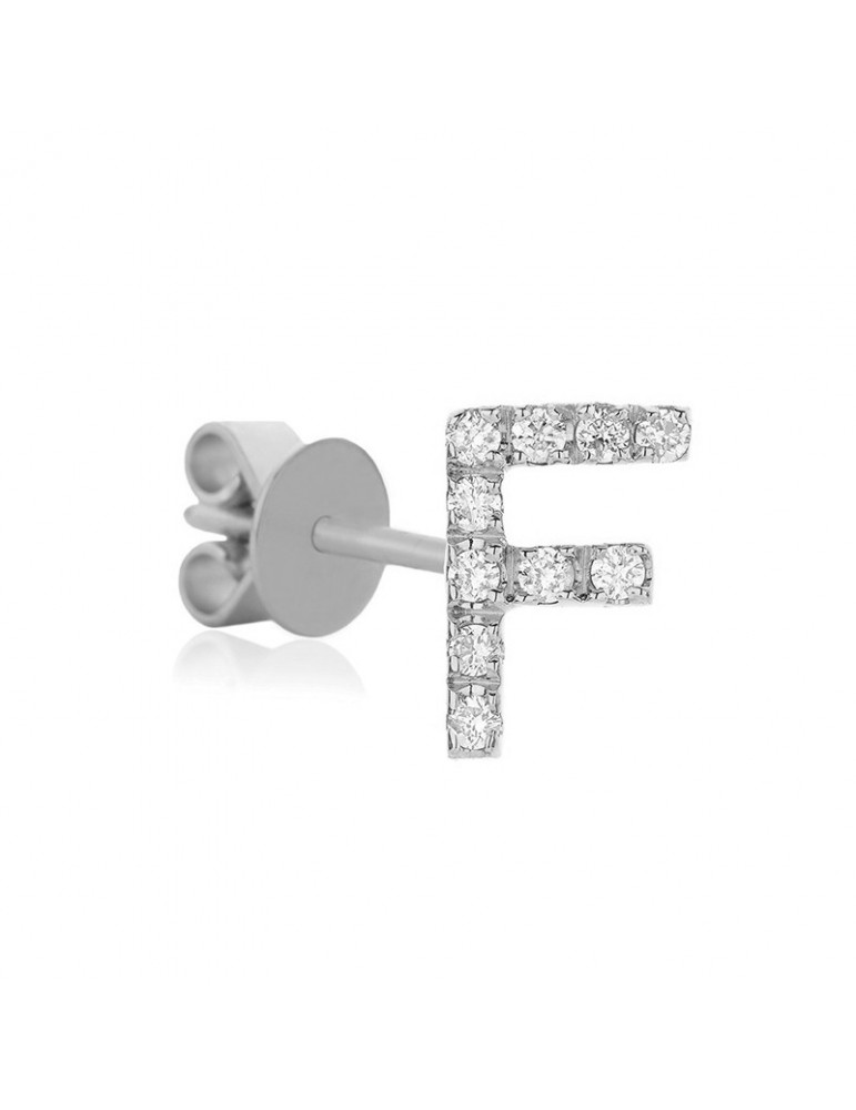 Mono Orecchino Buonocore - You Are Lettera F - Oro Bianco 18 carati - Diamanti 0,05 ct - 012OFDW
