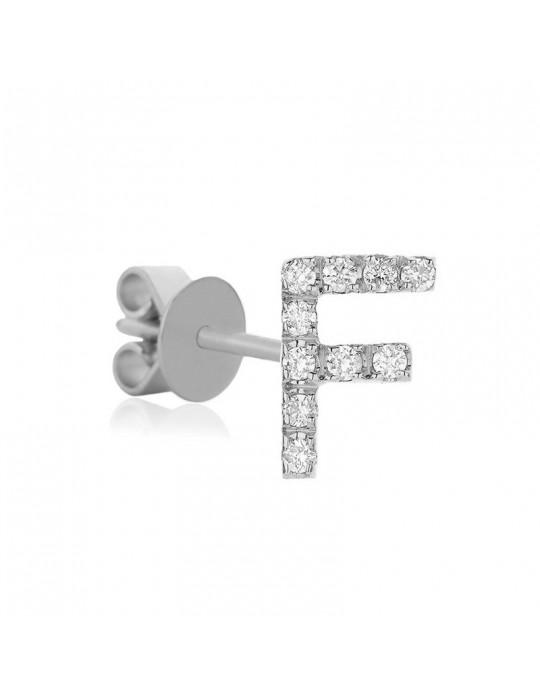 Mono Orecchino Buonocore - You Are Lettera F - Oro Bianco 18 carati - Diamanti 0,05 ct - 012OFDW