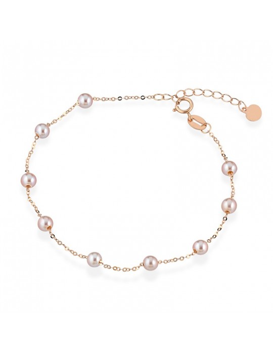 Bracciale Lelune - Classic in Oro Rosa 18 Carati con Perle Freshwater Rosa 3,5-4 mm - LLBR2141.3