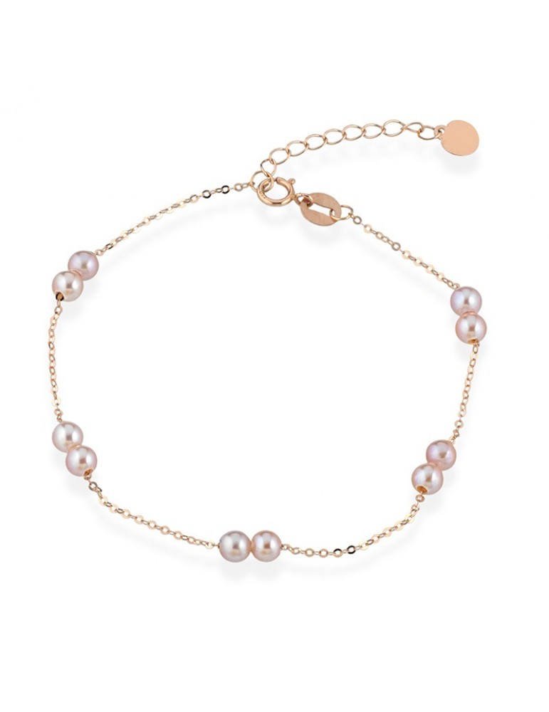 Bracciale Lelune - Classic - Oro Rosa 18 Carati - Perle Freshwater Rosa 3,5-4 mm - LLBR2142.3