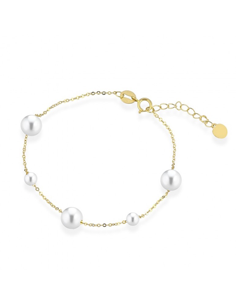 Lelune Bracelet - Classic in 18K Yellow Gold with Freshwater Pearls 3.5-6.5 mm - 0