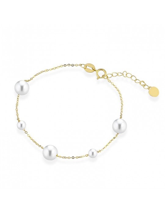 Lelune Bracelet - Classic in 18K Yellow Gold with Freshwater Pearls 3.5-6.5 mm - 0