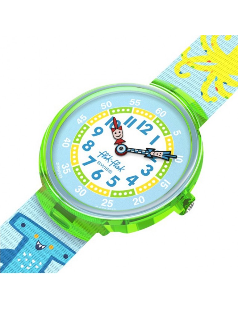 Flik Flak Watch - Color in Neon - Green - 32mm - Light Blue - ZFBNP232