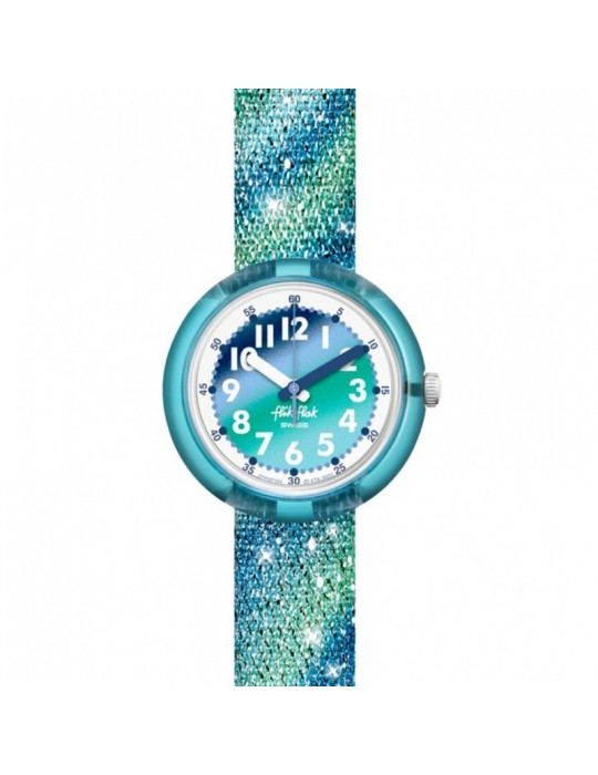 Flik Flak Watch - Liquid Rainbow - 32mm - Green - Light Blue - ZFPNP153