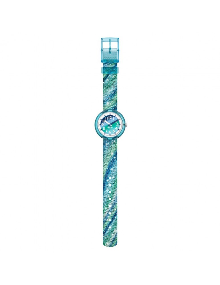 Flik Flak Watch - Liquid Rainbow - 32mm - Green - Light Blue - ZFPNP153