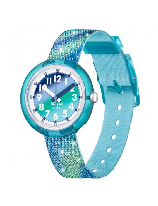 Flik Flak Watch - Liquid Rainbow - 32mm - Green - Light Blue - ZFPNP153