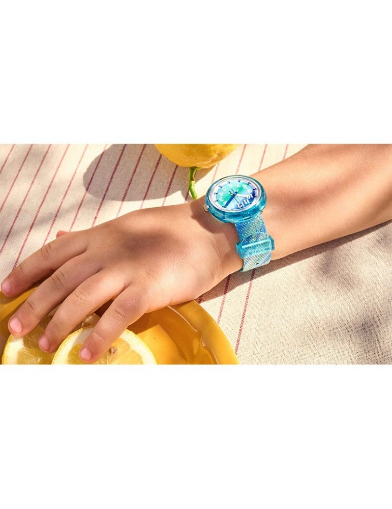 Flik Flak Watch - Liquid Rainbow - 32mm - Green - Light Blue - ZFPNP153