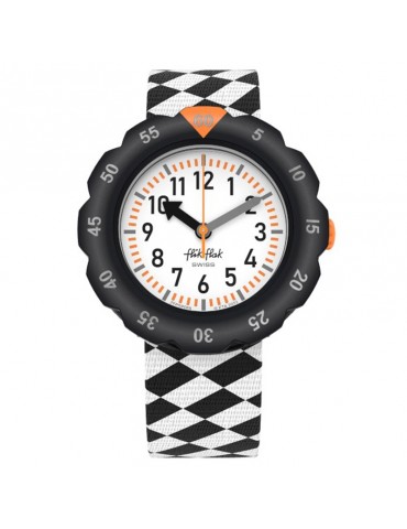 Orologio Flik Flak - Race Flag - Nero-35mm-Bandiera a Scacchi-ZFPSP069