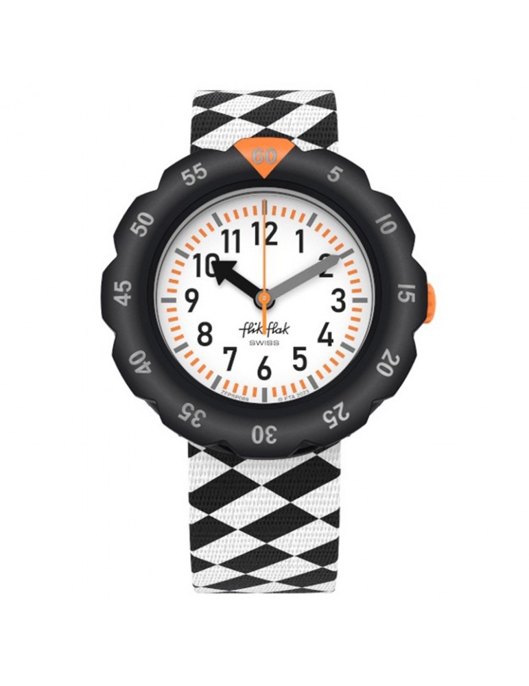 Orologio Flik Flak - Race Flag - Nero-35mm-Bandiera a Scacchi-ZFPSP069