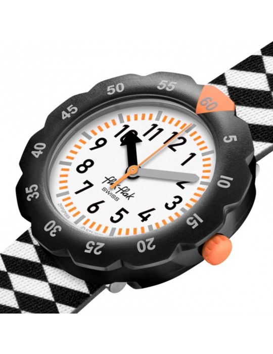 Flik Flak Watch - Race Flag - Black - 35mm - Checkered Flag - ZFPSP069