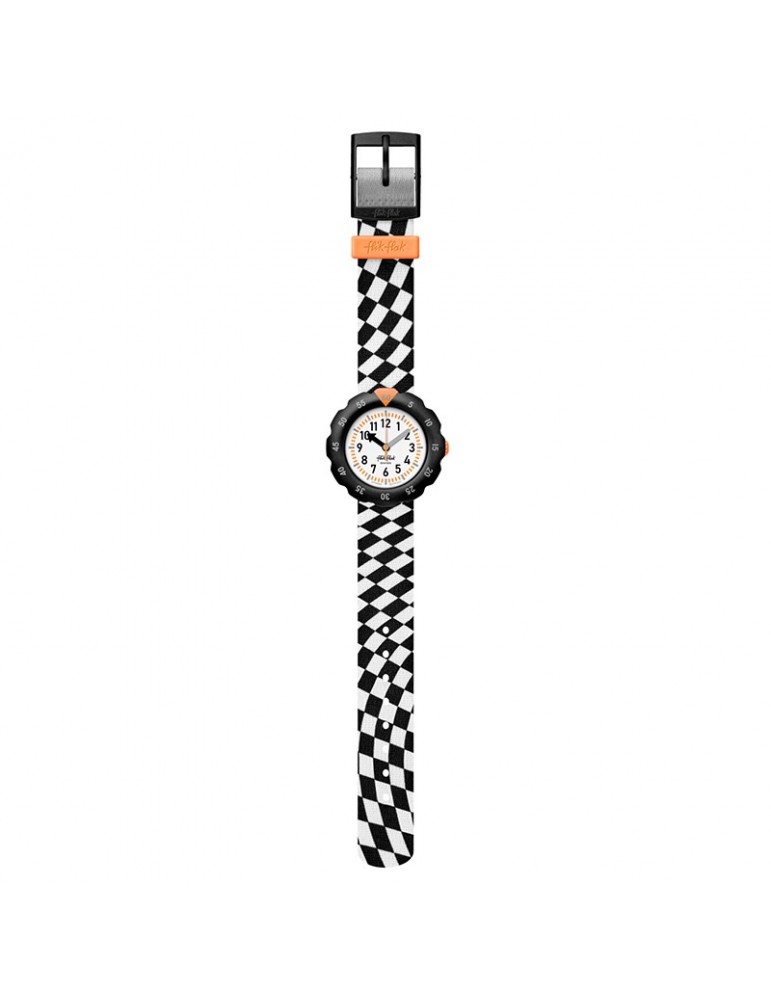 Orologio Flik Flak - Race Flag - Nero-35mm-Bandiera a Scacchi-ZFPSP069
