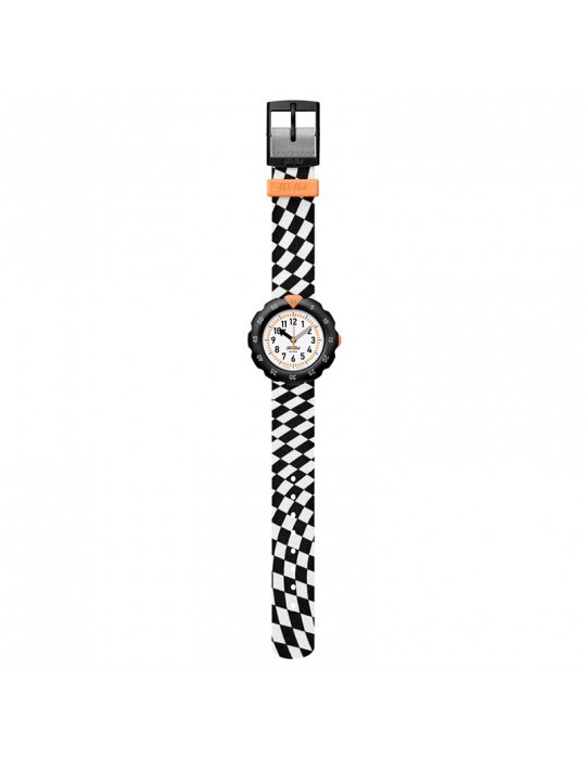 Flik Flak Watch - Race Flag - Black - 35mm - Checkered Flag - ZFPSP069