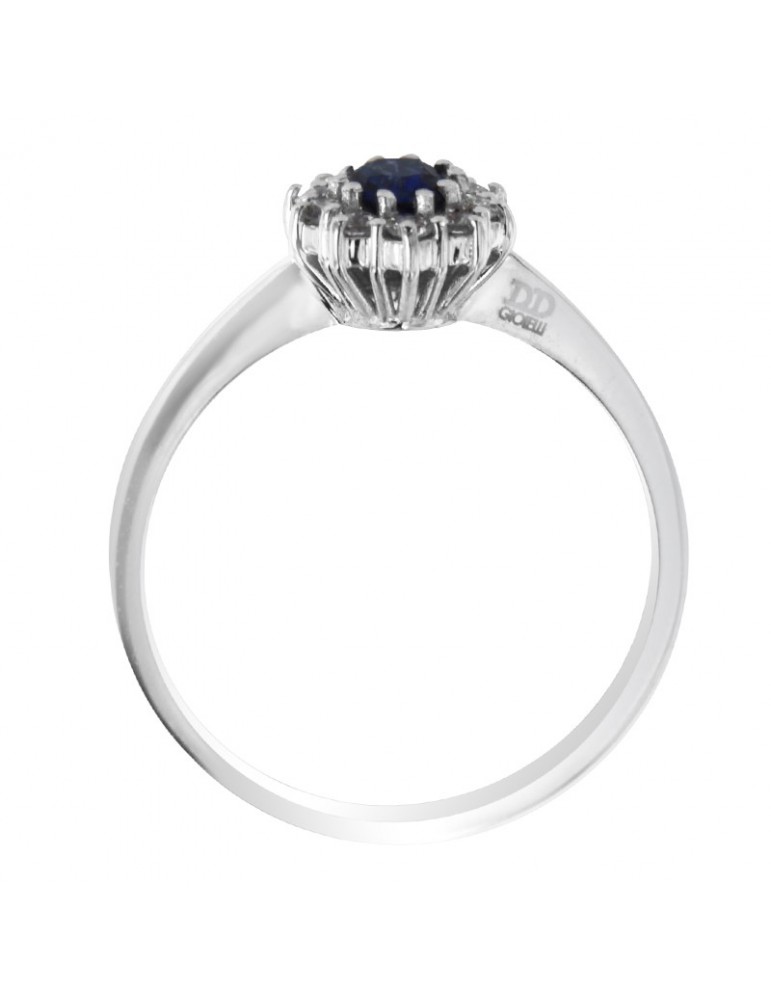 Anello Davite & Delucchi - Rosetta in Oro Bianco 18 carati con Diamanti Naturali e Zaffiro 0,35 ct - AA031927ZF