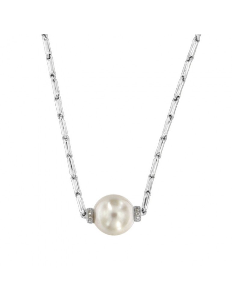 Chimento - Bamboo Classic Necklace in 18k White Gold with Pearl 43 cm - 0