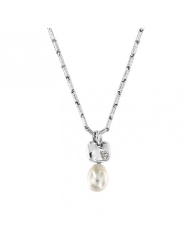 Chimento Necklace - Bamboo Classic in 18k White Gold with Pearl 45 cm - Mia - 0