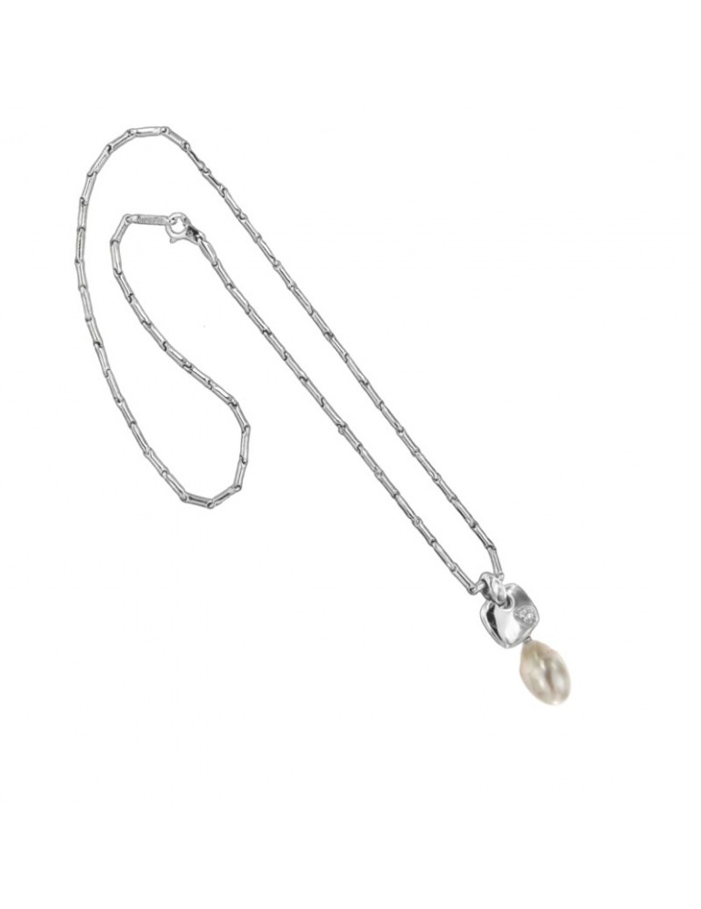 Chimento Necklace - Bamboo Classic in 18k White Gold with Pearl 45 cm - Mia - 0
