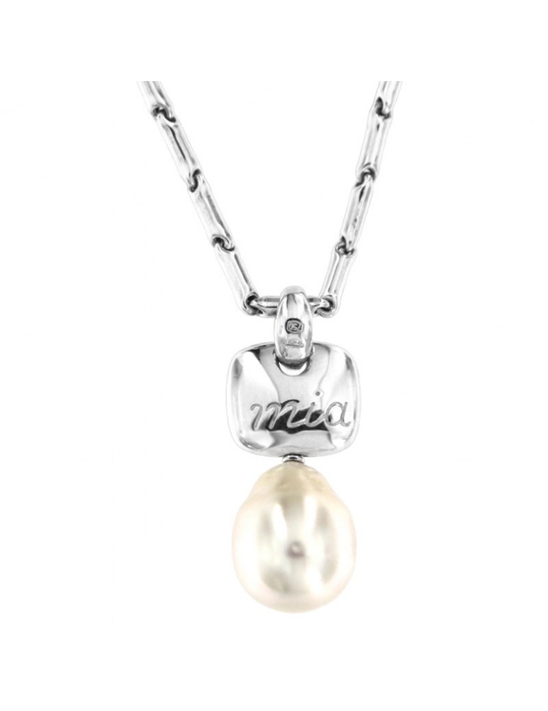 Chimento Necklace - Bamboo Classic in 18k White Gold with Pearl 45 cm - Mia - 0