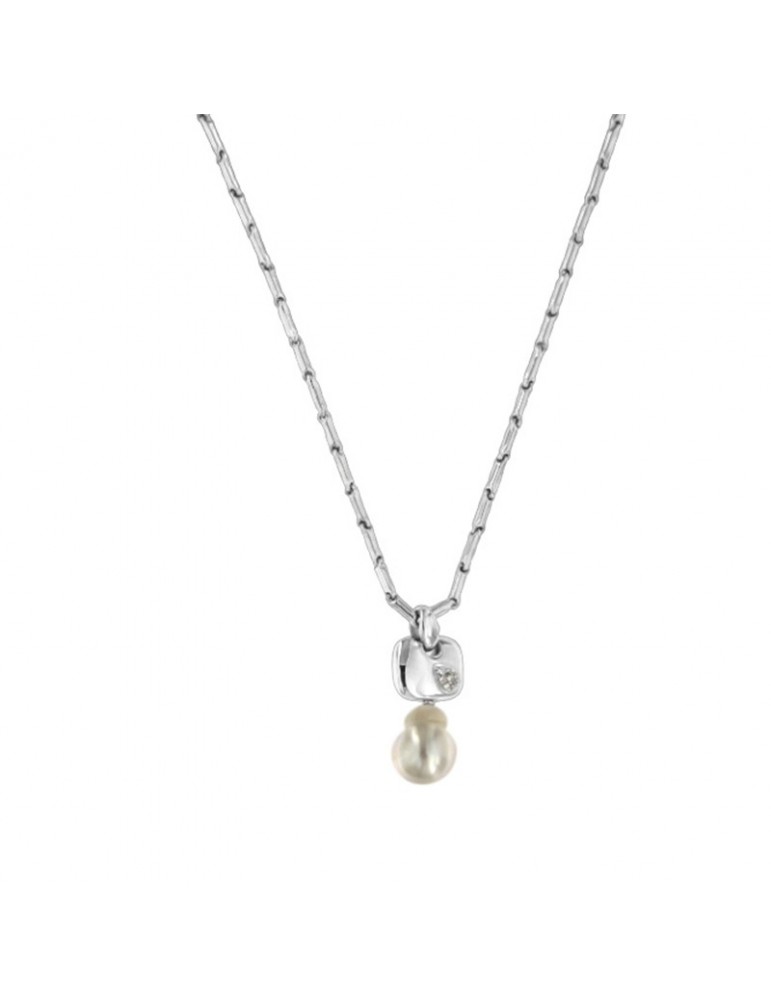 Chimento Necklace - Bamboo Classic in 18k White Gold with Pearl 45 cm - Mia - 0