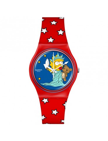 Swatch watch-Little Lady Liberty-Red 34mm-Maggie Simpson-SO28Z120