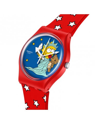 Swatch watch-Little Lady Liberty-Red 34mm-Maggie Simpson-SO28Z120 2