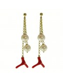 Orecchini Rajola - Palau - Gold - Corallo - Perle Bianche - 454476OR
