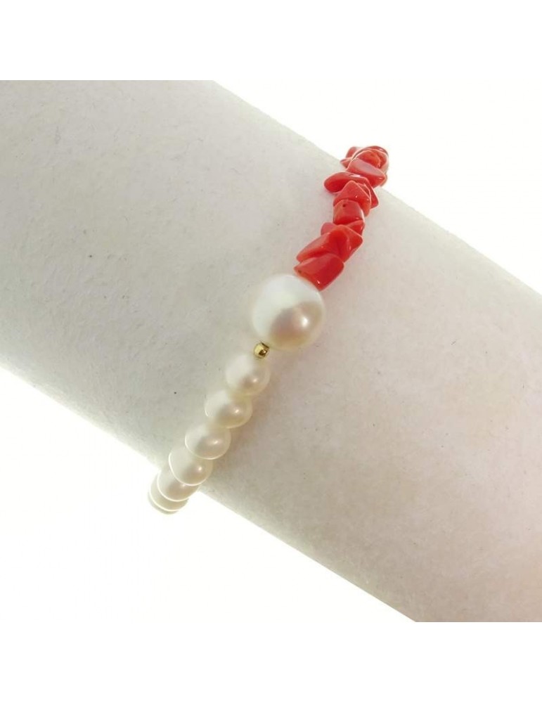 Bracciale Rajola - Girona - Corallo Rosso - Perle Bianche - 45448218