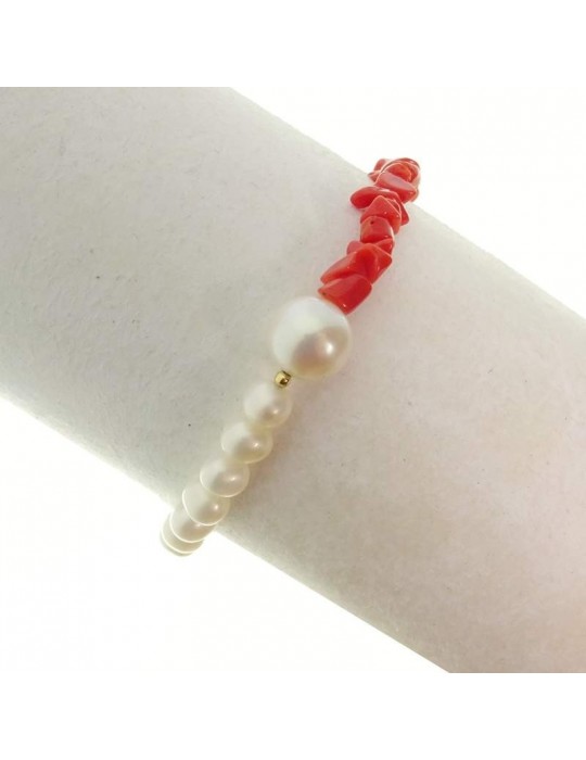 Bracciale Rajola - Girona - Corallo Rosso - Perle Bianche - 45448218