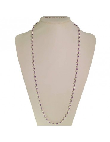 Rajola Necklace - Cecilia - Amethyst - White Pearls 6 - 6.5 mm-5439921