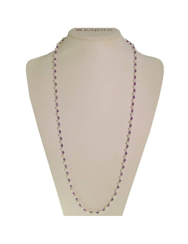 Collana Rajola - Cecilia - Ametista - Perle Bianche 6 - 6,5 mm-5439921