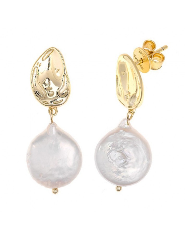 Salvatore Plata Earrings - Helenica - Golden - Baroque Pearls - 164A0081